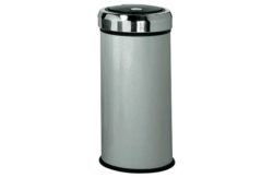 HOME 30 Litre Matt Black Press Top Bin - Silver.